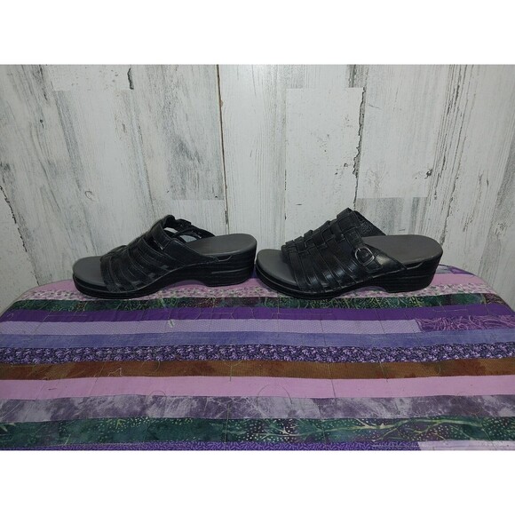 Dansko Marion Weave Leather Slip-on Open Toe Platform Sandal Black 40 - Picture 5 of 9